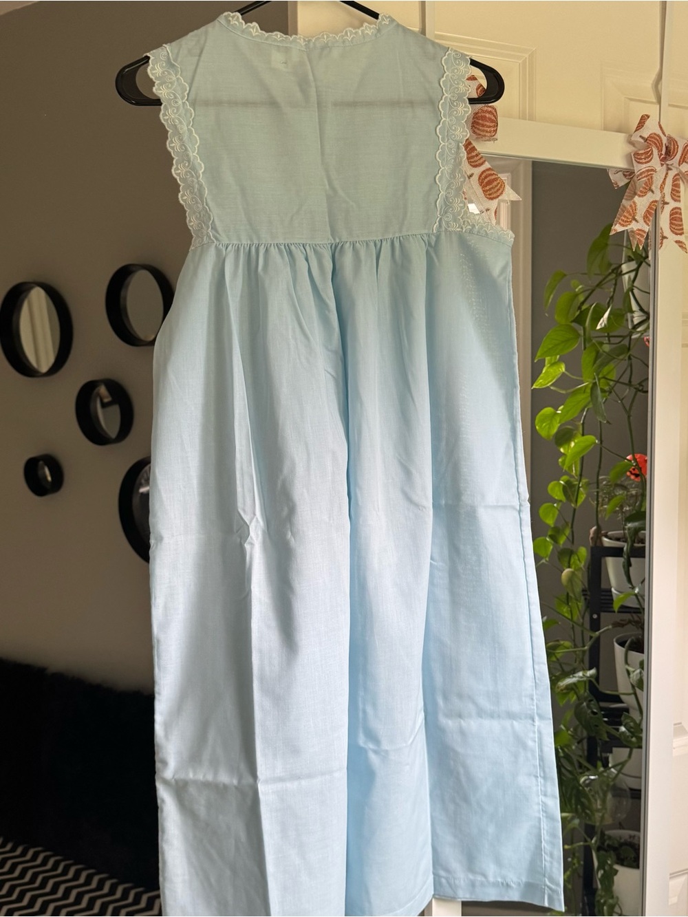 NWT Vintage Barbizon Nightgown Blue Lace Eyelet Bodice Cottagecore Prairie 80s - Picture 7 of 10